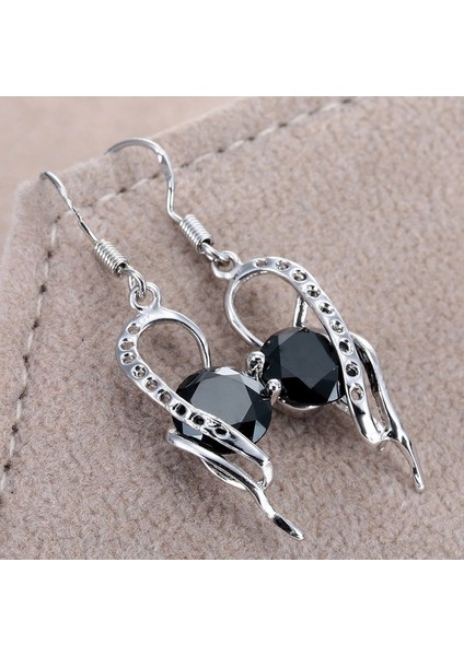 Güzel Kadın Takı Gümüş Doğal Siyah Safir Küpe Dangle (Yurt Dışından) modelleri