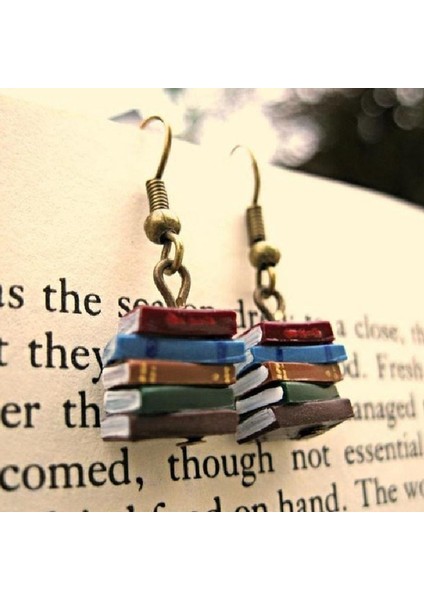 1 Çift Küpe Kadın Küpe Retro Kendin Yap Yığın Kitap Küpeler Kütüphane Renkli Küpeler Yaratıcı Kişilik Doğum Günü Hediyesi (Yurt Dışından)