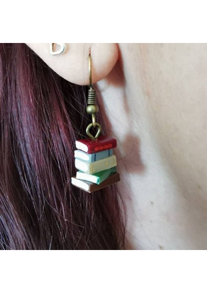 1 Çift Küpe Kadın Küpe Retro Kendin Yap Yığın Kitap Küpeler Kütüphane Renkli Küpeler Yaratıcı Kişilik Doğum Günü Hediyesi (Yurt Dışından) fırsatları