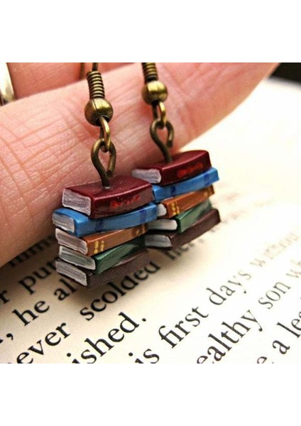 1 Çift Küpe Kadın Küpe Retro Kendin Yap Yığın Kitap Küpeler Kütüphane Renkli Küpeler Yaratıcı Kişilik Doğum Günü Hediyesi (Yurt Dışından) indirimleri