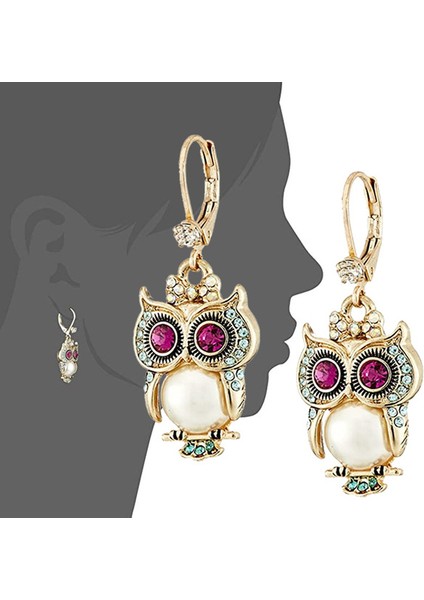 Altın Tarzı Kadınlar Için Vintage Altın Renkli Kristal Baykuş Küpe - Düğün Takı Küpeleri (Yurt Dışından) fiyatları