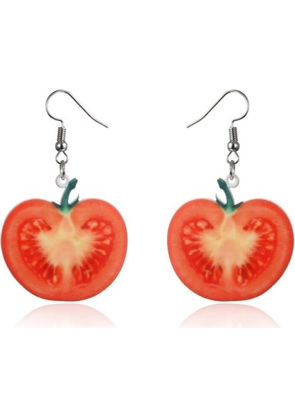 Domates Moda Küpe Takı Turuncu Karpuz Muz Dört Mevsim Meyve Akrilik Yüksek Top Hediye Meyve Kız Küpeleri (Yurt Dışından)