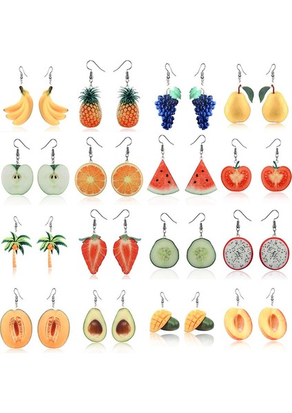 Domates Moda Küpe Takı Turuncu Karpuz Muz Dört Mevsim Meyve Akrilik Yüksek Top Hediye Meyve Kız Küpeleri (Yurt Dışından) fiyatları