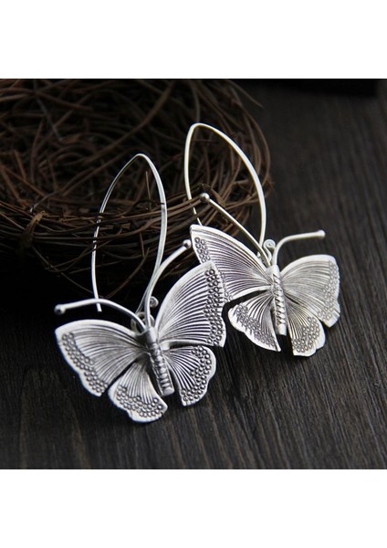 Beyaz Stil Klasik Bayan Takı Tay Gümüş&kelebek Damla Küpe Hediye Için (Yurt Dışından)