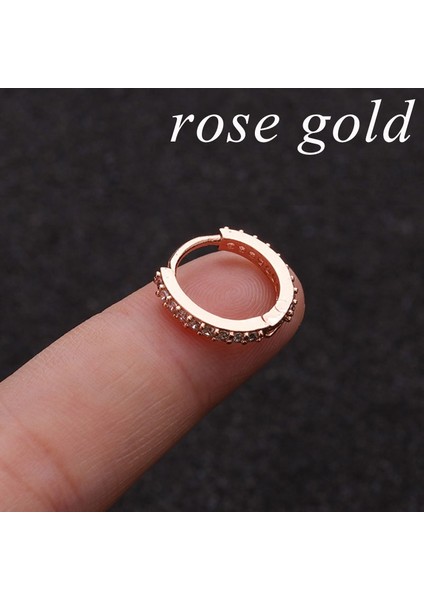 Gümüş- (6mm) Zirkon Kıkırdak Huggie Küpe Küçük Halka Helix Piercing Burun Halka Huggie Küpe Cz Kulak Piercing Takı1 Adet (Yurt Dışından)