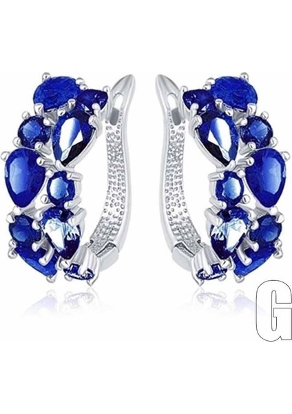 Safir Tarzı Zarif Wometerling Gümüş Taşlı Halka Küpe Uzun Küpe Karşılık Gelen Resim Için Stil Seçimi (Yurt Dışından)