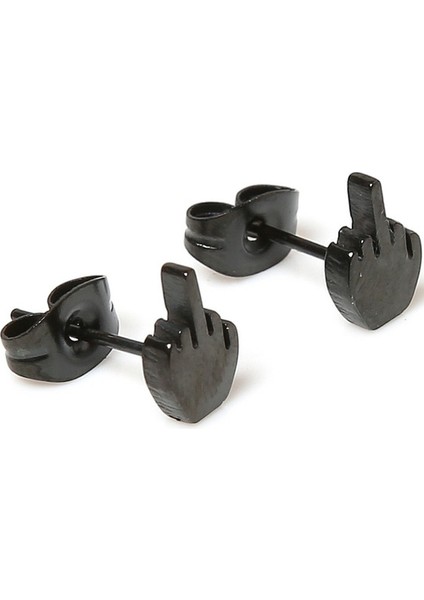 Gümüş Tarzı 1 Çift Punk Tarzı Siyah Gümüş Orta Parmak Tasarımı Küpe (Yurt Dışından) fiyatları