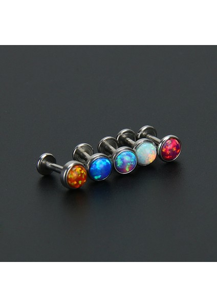Kırmızı Stil 1,2 mm x 6 mm x 3 mm 1 Adet Ateş Opalı Küpe Studs Triple Helix Piercing Cerrahi Çelik Labret Dudağa Buruna Vücut Takıları Conch Tragus Kıkırdak Kulak Delme (Yurt Dışından)