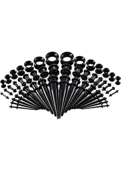 50 Adet Küpe Gerdirme Kiti Akrilik Tapeler ve Fişler Silikon Tüneller Kulak Maşaları Genişletici Set Vücut Piercing Takıları (Yurt Dışından)
