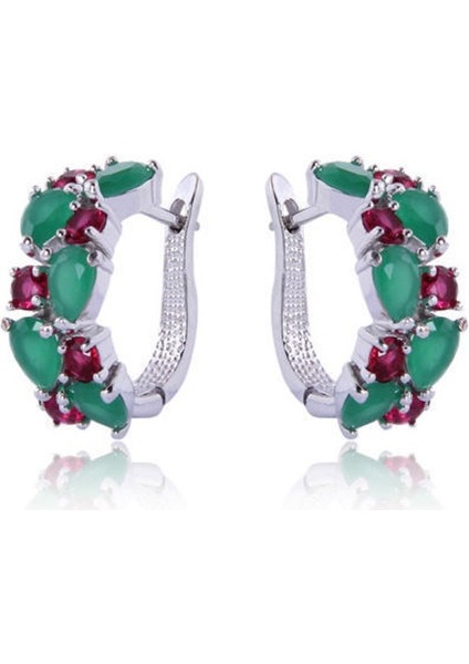 A Kadın Şık Bayan Zümrüt Gümüş Gem Taşlı Küpe Kanca Kulak Takı Aksesuarı (Yurt Dışından) modelleri