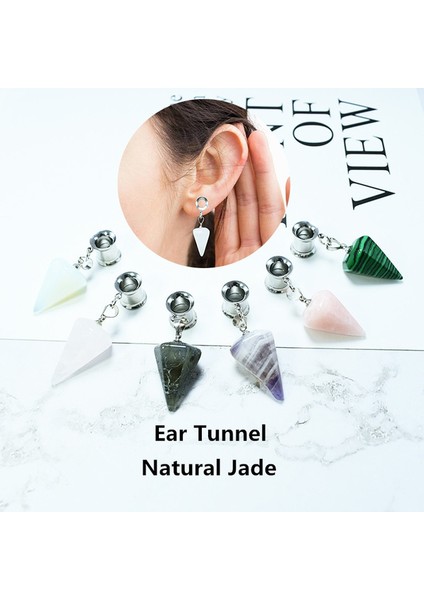 Şeffaf Stil 18 mm 1 Çift Opsiyonel Doğal Yeşim Konik Asma Saddle Fleş Tünel Kulak Takıları Kulak Tüneli Genişletici Vücut Piercing Takıları (Yurt Dışından)