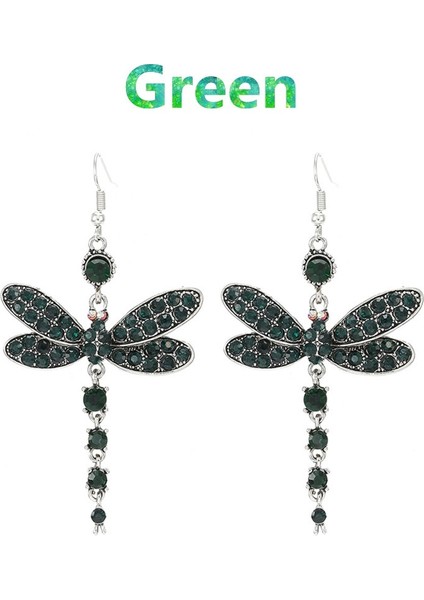 Yeşil Stil Kadınlar Için Muhteşem Renkli Yusufçuk Gümüş Küpe - Yıldönümü Hediyesi Nişan Düğün Takı (Yurt Dışından)