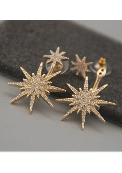 Altın Tarzı Gümüş Veya Altın Parıltılı Altıgen Kar Tanesi Beyaz Safir Yarı Küpe Şans Gelin Takı Noel Hediyesi (Yurt Dışından) modelleri