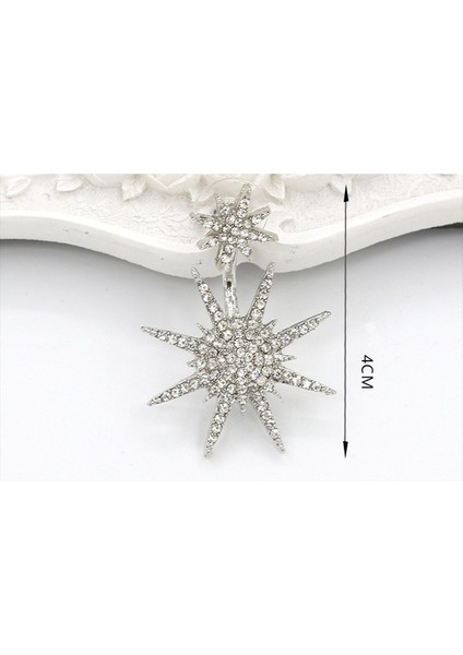 Altın Tarzı Gümüş Veya Altın Parıltılı Altıgen Kar Tanesi Beyaz Safir Yarı Küpe Şans Gelin Takı Noel Hediyesi (Yurt Dışından) fırsatları