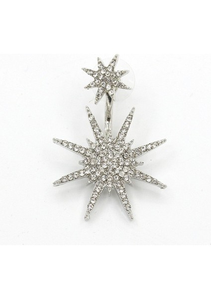 Altın Tarzı Gümüş Veya Altın Parıltılı Altıgen Kar Tanesi Beyaz Safir Yarı Küpe Şans Gelin Takı Noel Hediyesi (Yurt Dışından) indirimleri