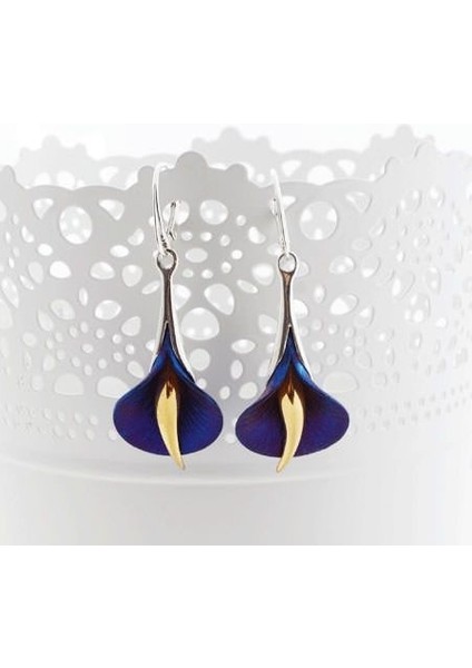 Gümüş Tarzı Womaterling Gümüş Büyük Mavi Kalla Zambak Küpe Moda Takı Hediye (Yurt Dışından) fırsatları