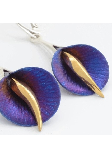 Gümüş Tarzı Womaterling Gümüş Büyük Mavi Kalla Zambak Küpe Moda Takı Hediye (Yurt Dışından) indirimleri