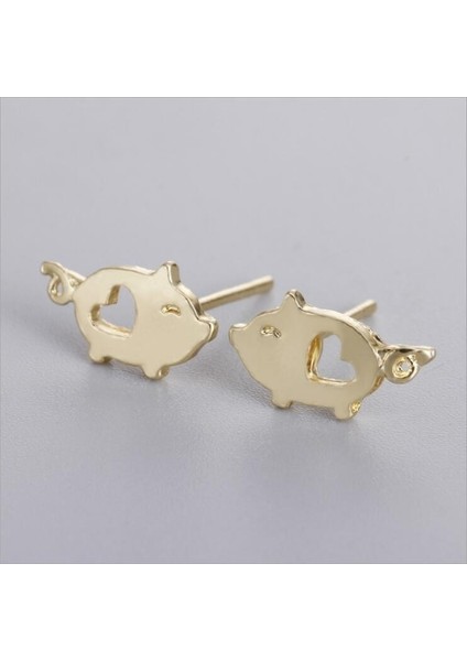 Altın Tarzı Sevimli Çizgi Film Domuz Manuel Tel Çizim Gümüş Bayan Küpe (Yurt Dışından)