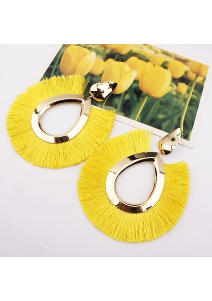 Şarap Kırmızısı Tarzı Moda Takı Bohemia Tarzı Alaşım Fan Tipi Püskül Küpe Retro Küpeler (Yurt Dışından) modelleri