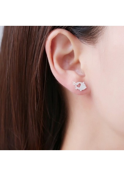 Altın Tarzı Sevimli Çizgi Film Domuz Manuel Tel Çizim Gümüş Bayan Küpe (Yurt Dışından) modelleri