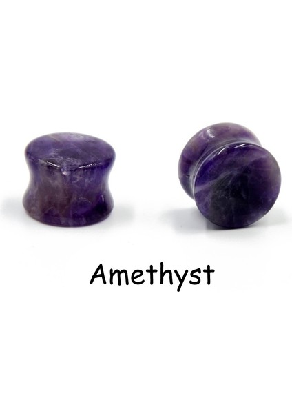 Mor Tarzı 10 mm 1 Çift Doğal Reiki Taşı Plug Ametist Kulak Genişletici Howlite Obsidyen Çift Flared Tünel Taş Kulak Tıkaçları Kulak Delikleri Gerdirici Vücut Piercing Takıları (Yurt Dışından)