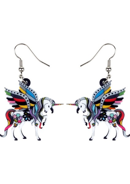 Siyah Stil Bonsny Akrilik Zarif Unicorn At Küpe Damla Asılı Benzersiz Hayvan Takı Kadınlar Çocuklar Hediye (Yurt Dışından)