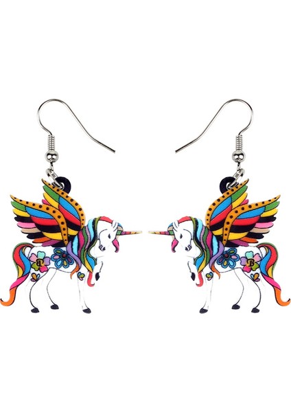 Siyah Stil Bonsny Akrilik Zarif Unicorn At Küpe Damla Asılı Benzersiz Hayvan Takı Kadınlar Çocuklar Hediye (Yurt Dışından) fiyatları