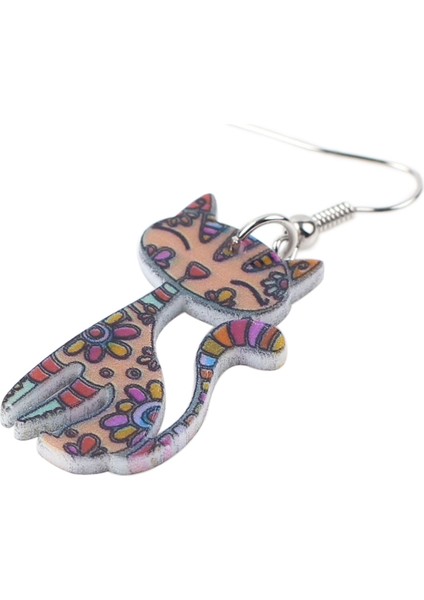 Siyah Stil Kadın Kız Genç Kedili Çiçekli Akrilik Kedi Kedi Küpe Düşen Kolye Takı Hayvan Mücevher Süs Dekorasyon Parti Hediye Alışveriş Şık Aksesuarlar (Yurt Dışından) fırsatları