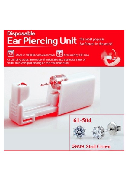 NO504 1 Takım 2 Adet Tek Kullanımlık Steril Kulak Delme Tabancası Kartilaj Tragus Helix Delme Tabancası Seti Çelik Iğne Küpe Aracı (Yurt Dışından)