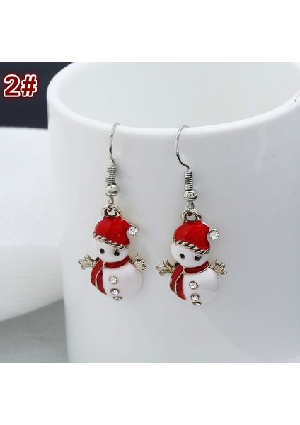 No.2 Boyutu 7 Stil 1 Çift Kadın Moda Alaşım Noel Ağacı Kolye Küpe Kaplama Altın Sallantılı Takı Küpe Yılbaşı Hediye Küpe (Yurt Dışından)