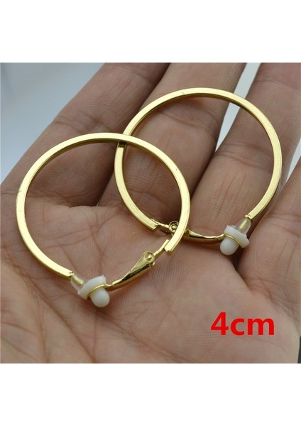 Altın Tarzı 4 cm Kadınlar Için Deliksiz Kulak Üstü Küpe Büyük Kare Alaşım Çember Gümüş ve Altın Renkli Moda Takı (Yurt Dışından)