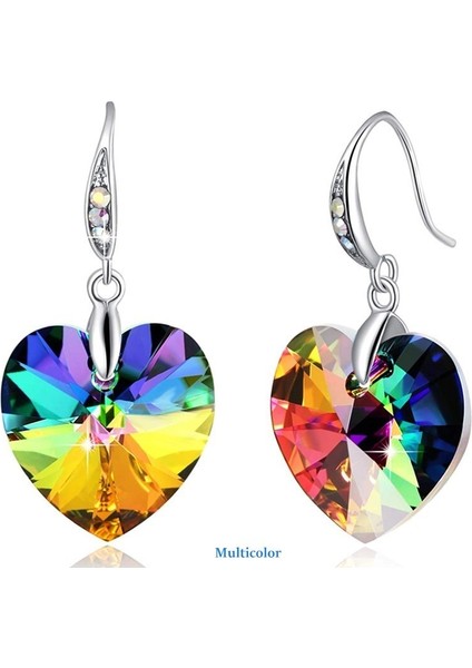 Kırmızı Stil Kadın Kızlar Için 925 Ayar Gümüş Kalp Kristal Küpe - Anneler Günü Için Hediye (Yurt Dışından) modelleri