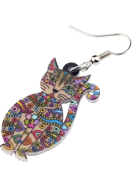 Mavi Stil Kadın Kızlar Çocuklar Için Yeni Moda Hayvan Takı Akrilik Çiçekli Kedi Yavrusu Küpe Büyük Uzun Damla Asma Amac: (Yurt Dışından) fırsatları