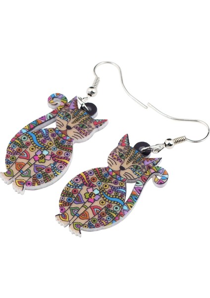 Mavi Stil Kadın Kızlar Çocuklar Için Yeni Moda Hayvan Takı Akrilik Çiçekli Kedi Yavrusu Küpe Büyük Uzun Damla Asma Amac: (Yurt Dışından) indirimleri