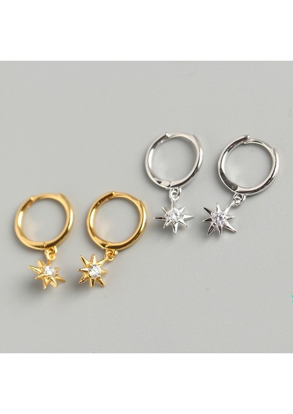 Gümüş Tarzı 1 Çift 18 Ayar Altın Yıldız Küpe Cz Küpe Huggie Hoops Küpe Kadınlar Için Hediye (Yurt Dışından) modelleri