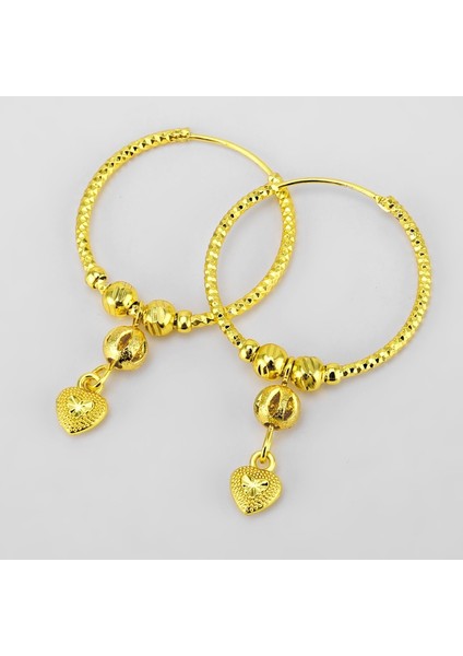 Kadın Kızlar Için 24 Ayar Altın Kaplama Top Küpe Küpe Takı Kalp Yuvarlak Etiyopya Afrika, Arap Yarımadası, Orta Doğu En Iyi Hediye (Yurt Dışından) fırsatları