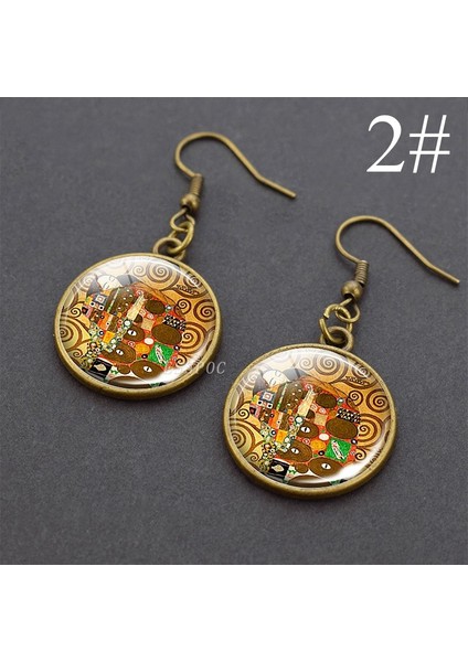 No.6 Boyutu Gustav Klimt Öpücük Sanat Cam Kaba Daire Sallantılı Küpe Bakır Damla Küpe El Yapımı Kulak Takı Kadınlar Için (Yurt Dışından) fırsatları