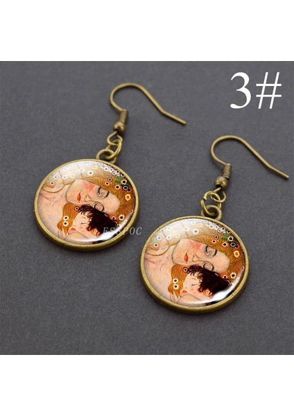 No.6 Boyutu Gustav Klimt Öpücük Sanat Cam Kaba Daire Sallantılı Küpe Bakır Damla Küpe El Yapımı Kulak Takı Kadınlar Için (Yurt Dışından) indirimleri