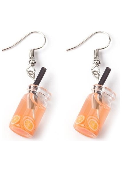 No.6 Boyutu Yeni Simülasyon Eğlenceli Meyve Kupası Içecek Şişesi Küpe Sevimli Harajuku Tarzı Küçük Taze Yaz Küpeleri Kişiselleştirilmiş El Yapımı Tatlı Küçük Taze Küpe (Yurt Dışından)