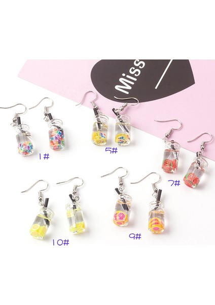 No.6 Boyutu Yeni Simülasyon Eğlenceli Meyve Kupası Içecek Şişesi Küpe Sevimli Harajuku Tarzı Küçük Taze Yaz Küpeleri Kişiselleştirilmiş El Yapımı Tatlı Küçük Taze Küpe (Yurt Dışından) modelleri