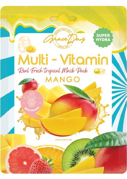 Multivitamin Mango Yoğun Nemlendirici Kağıt Maske Grace Day Mango Sheet Mask ( Vegan Maske )