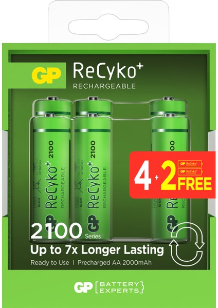 Recyko Pro 2000 Mah Aa Kalem Ni-Mh Şarjlı Pil, 1.2 Volt, 6'lı Kart