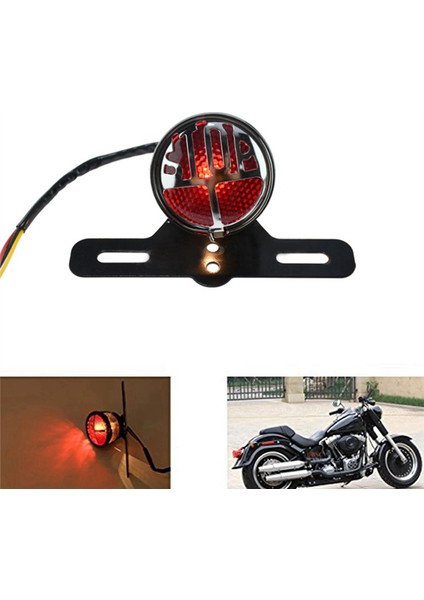 LED Arka Lambası, Motosiklet LED Retro Arka Lambası Stop Lambası Plaka Arka Lambası Chopper Cafe Racer Için, Siyah (Yurt Dışından)