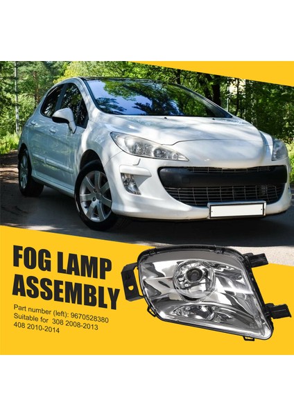 9670528380 Araba Ön Tampon Sol Sis Farları Montajı Peugeot Için Ampul ile Sis Işığı 308 408 308SW 308CC (Yurt Dışından)