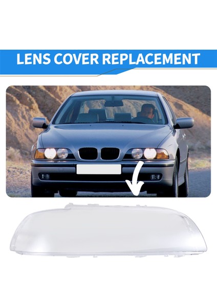 Abajur, Far Kapağı Kabuğu Cam Mercek Otomobil Işık Lambası Takımı 63128375302 5 Serisi E39 1995-2003 Için, Şeffaf Renk (Yurt Dışından)