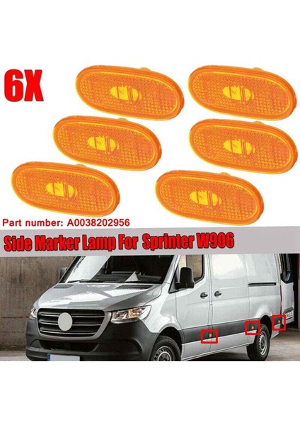 Lamba Yuvası, 6x Araba Yan Işaret Lambaları Sprinter W906 2006-2018 A0038202956 Sinyal Boşaltma Işıkları, Sarı (Yurt Dışından)