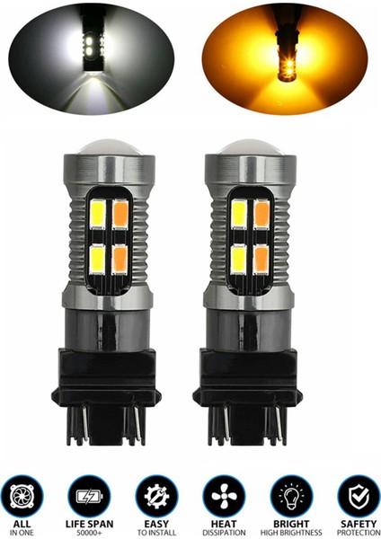 Araba Ampulü, 2x LED Işık Çift Renkli Ampul 1157 BAY15D P21/5W 5630 20SMD Canbus Araba Fren Geri Vites Lambası Sinyal Beyaz Amber A, Gösterildiği Gibi (Yurt Dışından)