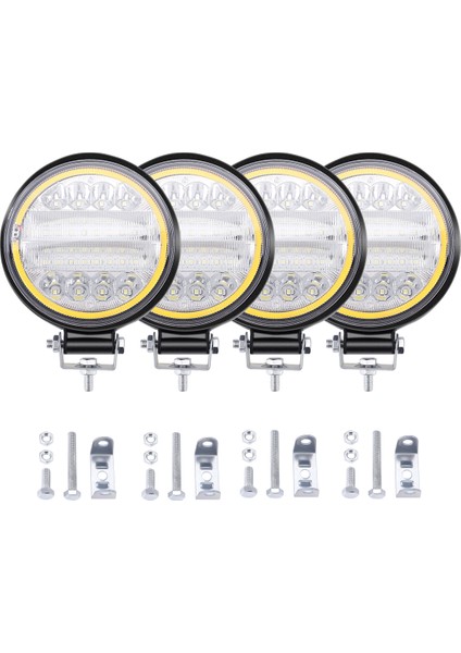 Yuvarlak LED Işıklar, 4x LED Çalışma Işığı Pod'ları Yuvarlak Amber Spot Kombo Sis Lambası Off Road Suv Için, Siyah (Yurt Dışından) fiyatları