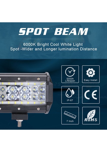 Sis Spot Işığı, 280W 6000K 28000LM LED Çalışma Işığı Barı Sel Kombo Pod'ları Arazi Traktörü Sürüşü, 1 Adet, Siyah (Yurt Dışından)