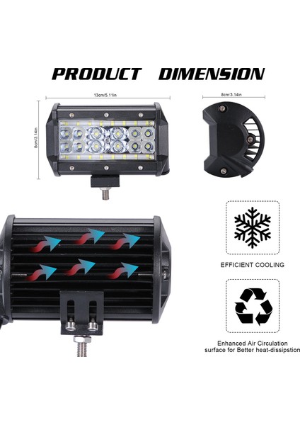 Sis Spot Işığı, 280W 6000K 28000LM LED Çalışma Işığı Barı Sel Kombo Pod'ları Arazi Traktörü Sürüşü, 1 Adet, Siyah (Yurt Dışından)